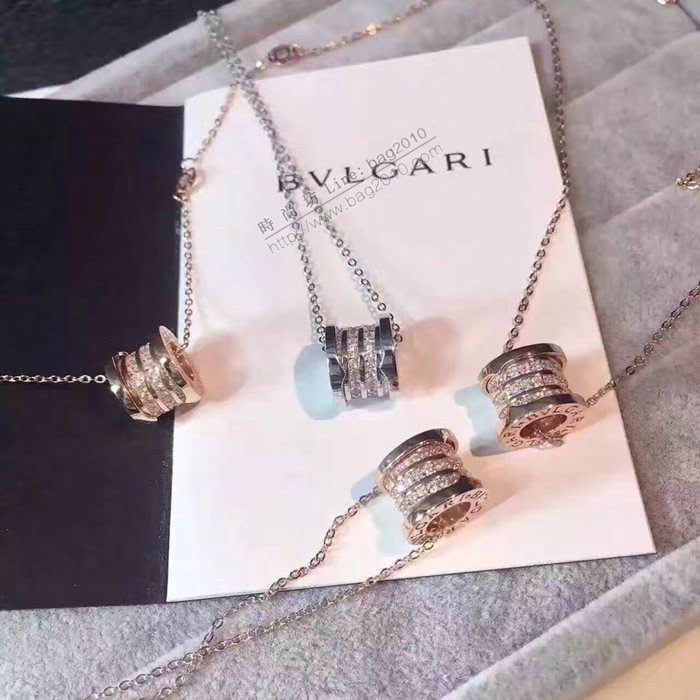 Bvlgari飾品 寶格麗三排鑽螺紋項鏈 S925通體純銀百搭款項鏈  zgbq3259